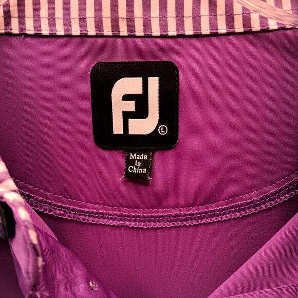 FootJoy Shirt Men L Purple Polo Performance Stretch Short Sleeve Golf Preppy - Picture 6 of 7